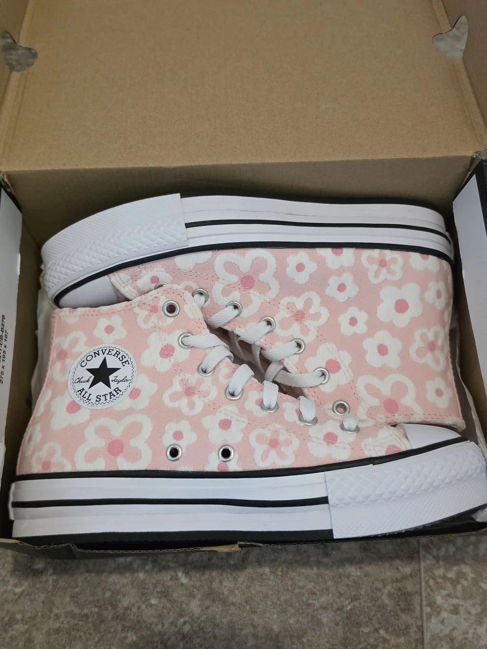 Converse Chuck Taylor All Star High Pink Floral - MISMATCHED SIZES (US Kid 4 / U